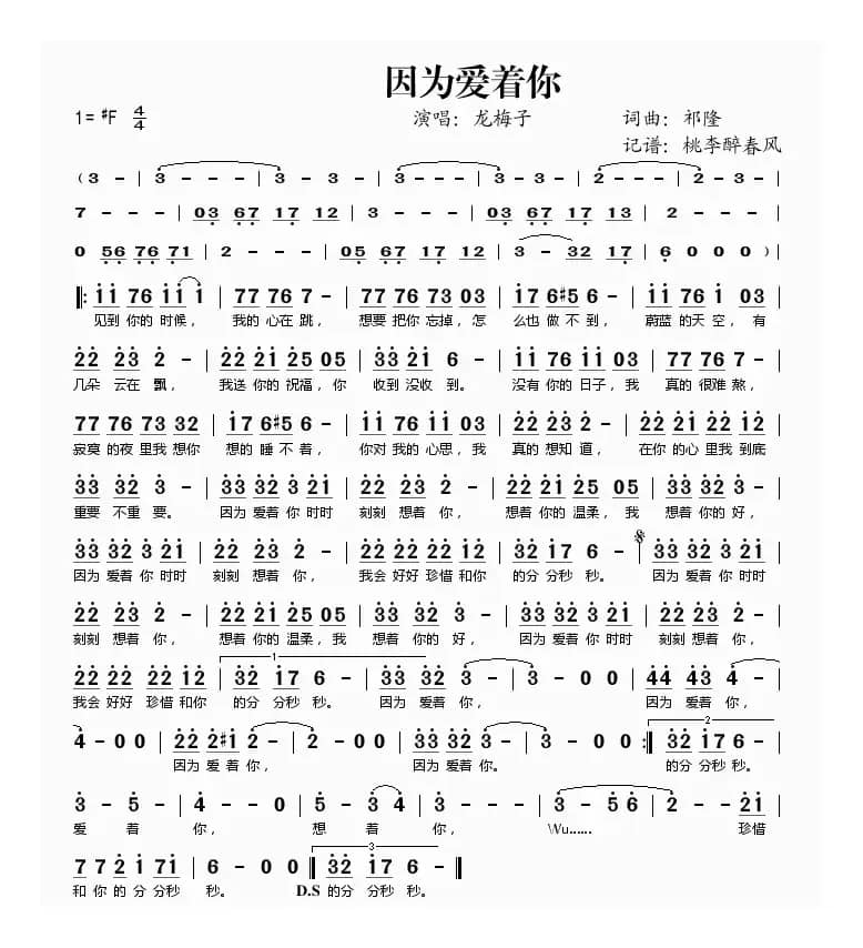 因为爱着你（祁隆词 祁隆曲）