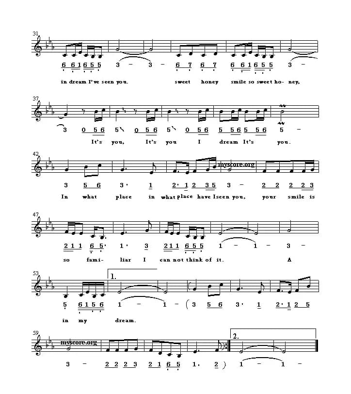 Sweet honey（甜蜜蜜）（英译中文歌曲、线简谱混排版）