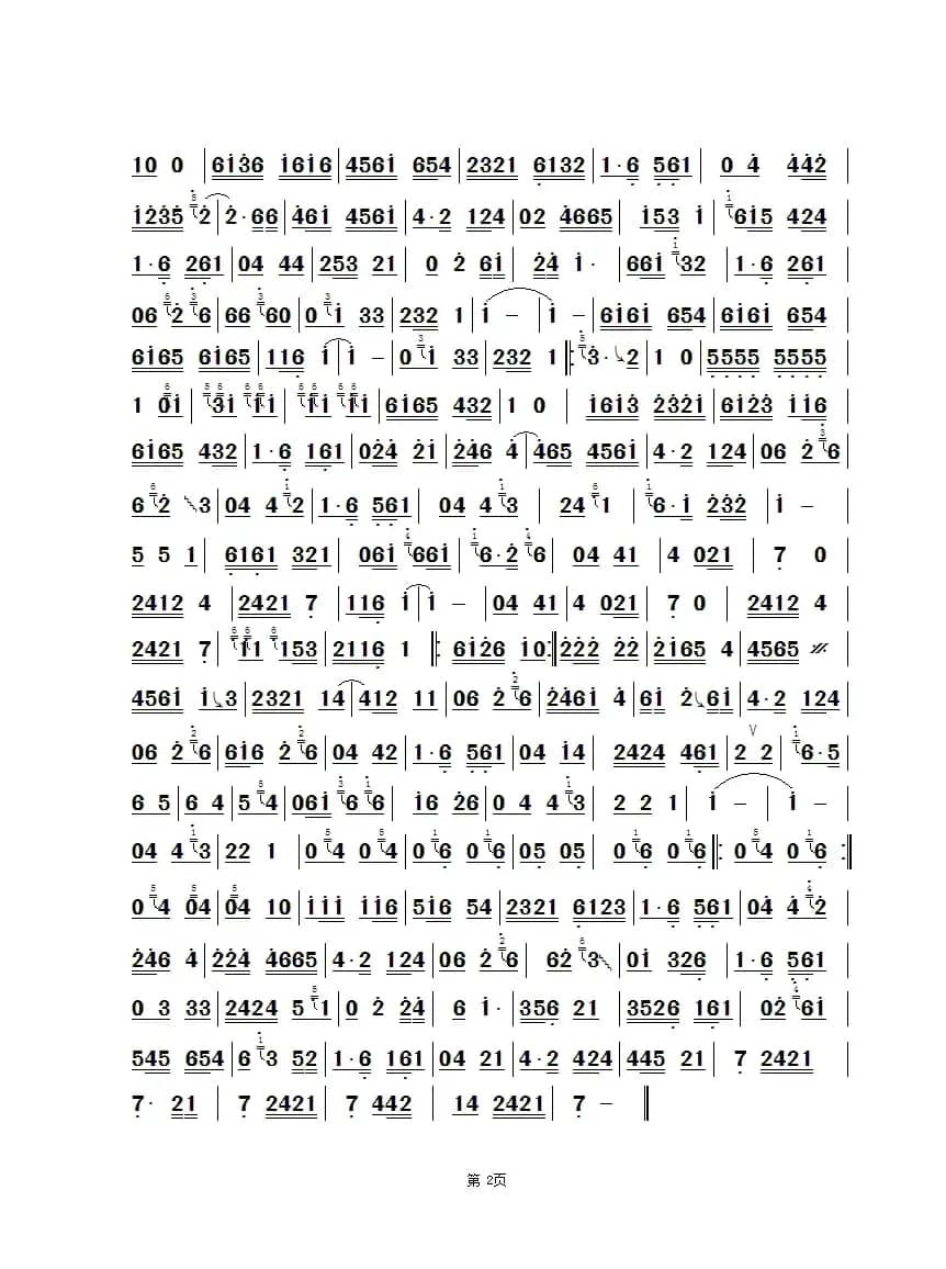 [曲剧]今日是我出闺的前一天晚上（主旋律谱）