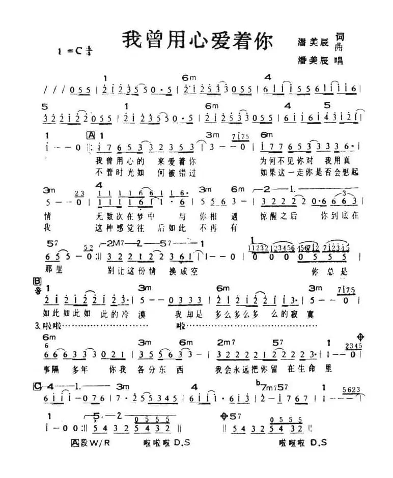 我曾用心爱着你（带和弦）