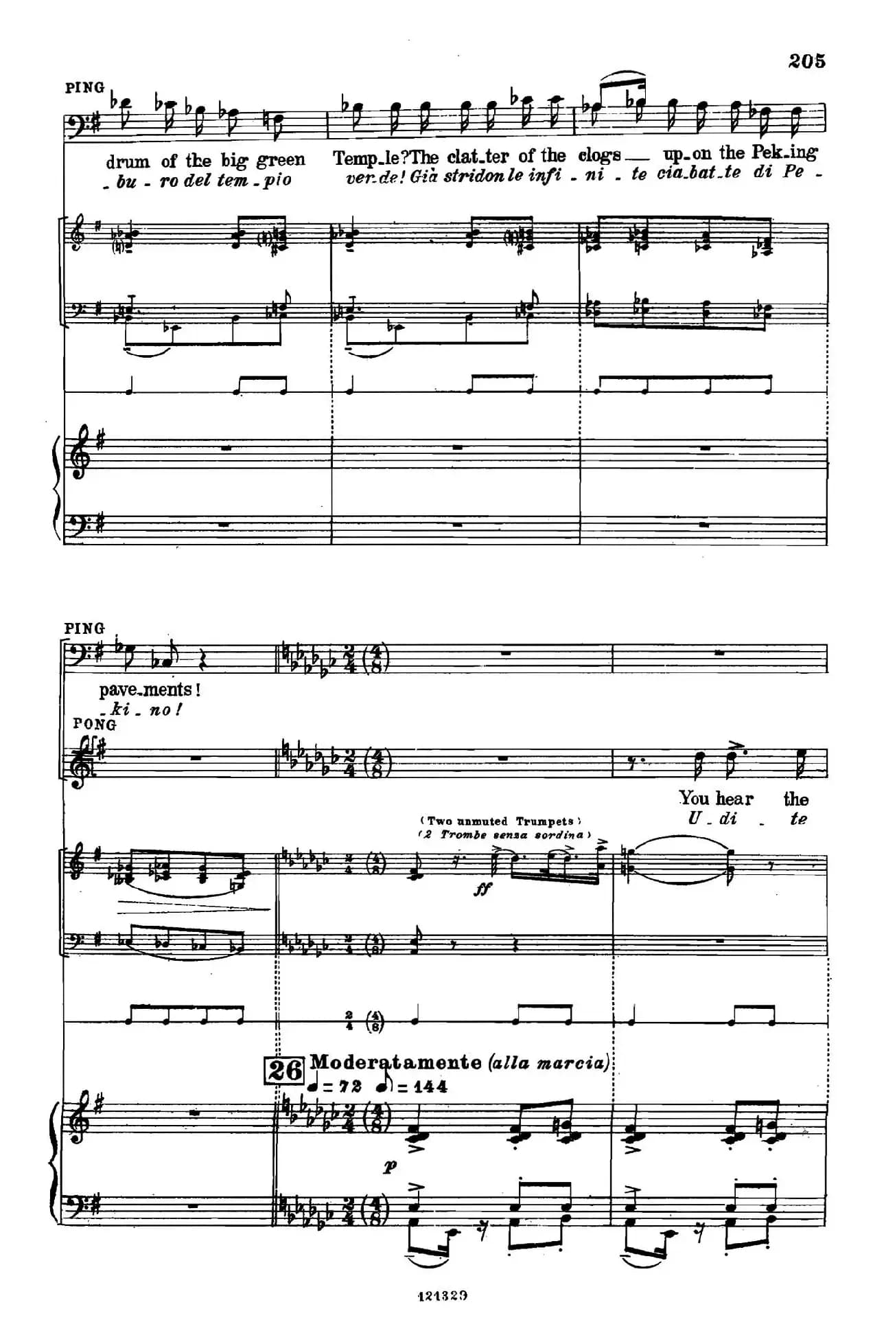 《图兰朵公主》三幕五场歌剧（英意双语）全谱（钢琴伴奏谱 P195——213）