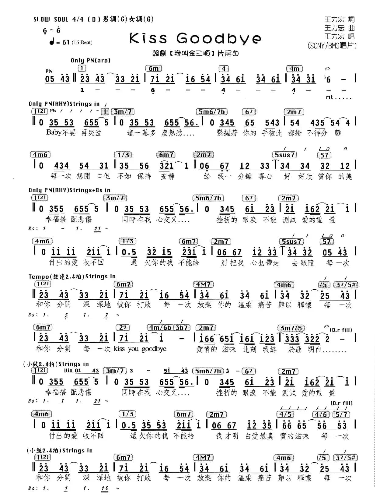 Kiss Goodbye(编配乐谱)
