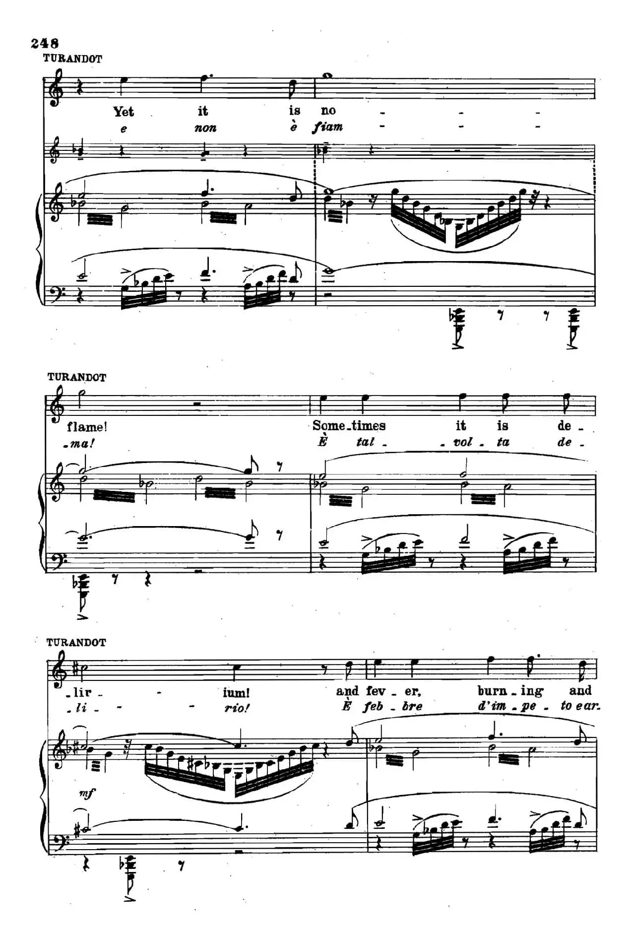 《图兰朵公主》三幕五场歌剧（英意双语）全谱（钢琴伴奏谱 P251——263）