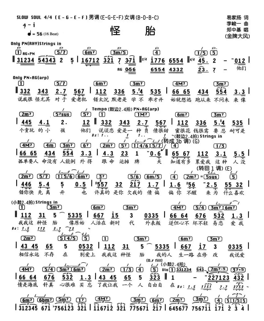 怪胎（编配乐谱）