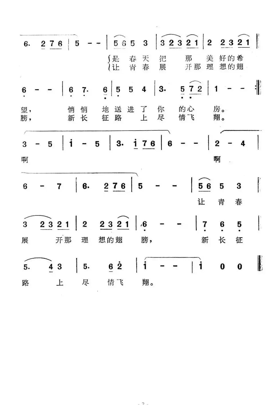 让青春展开理想的翅膀（电视剧《没赶上车的小伙子》插曲）