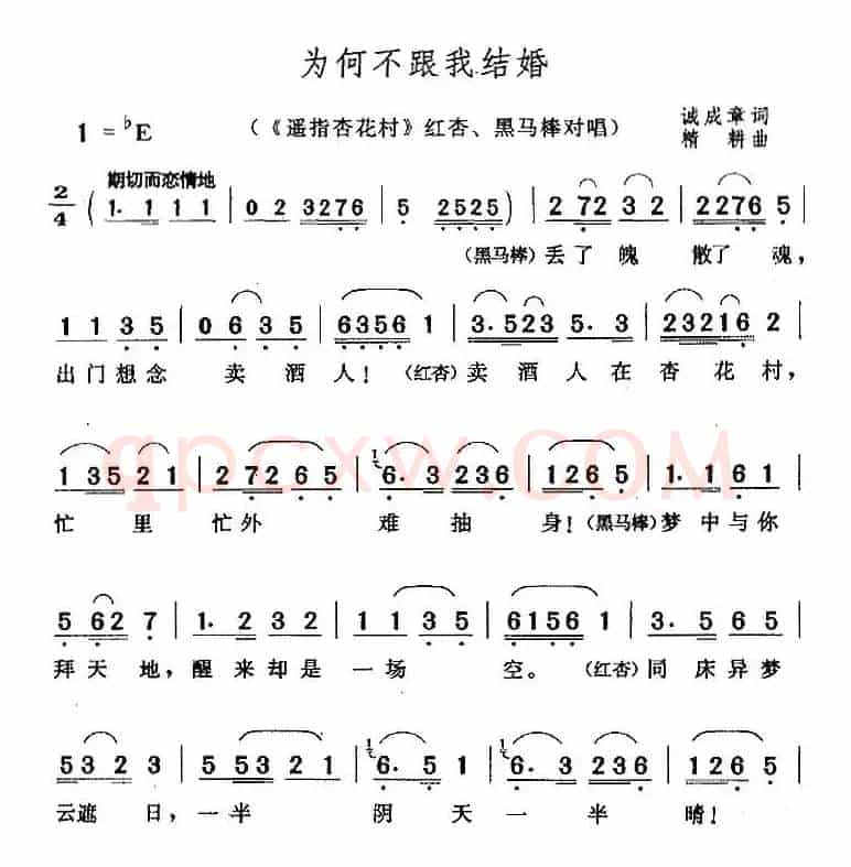 为何不跟我结婚（《遥指杏花村》红杏、黑马棒对唱）