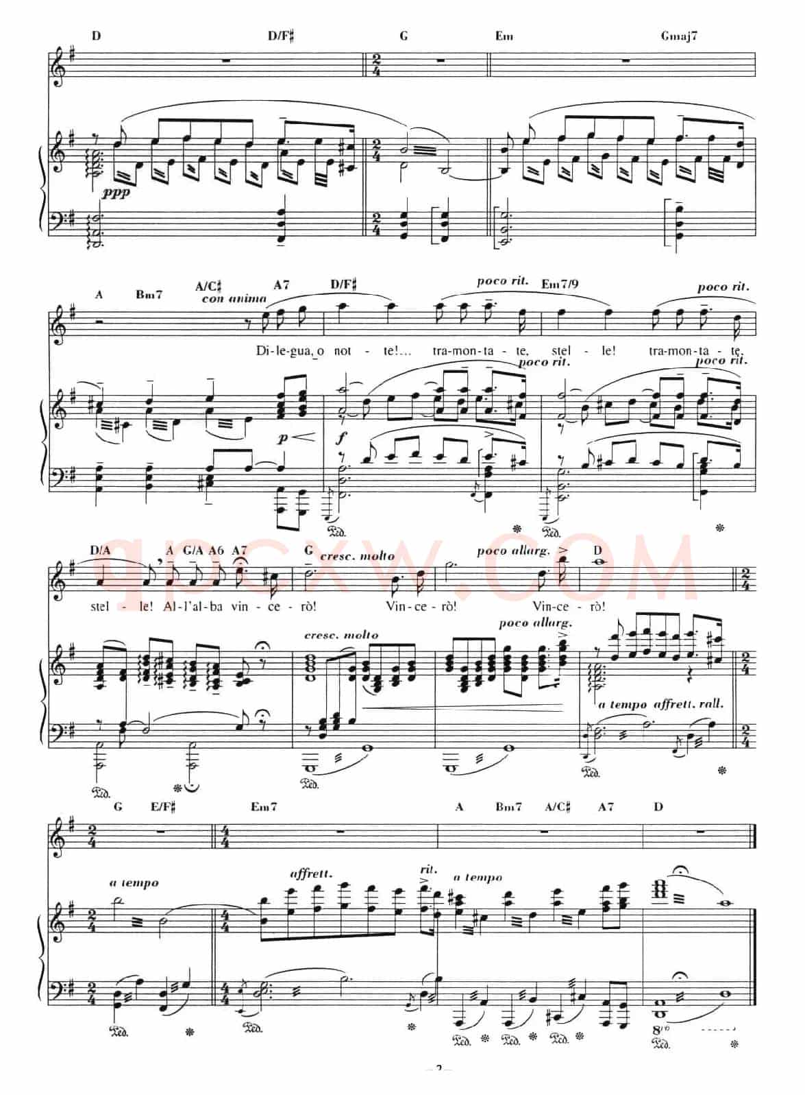 [意]今夜无人入眠（歌剧《图兰朵》选曲、正谱）
