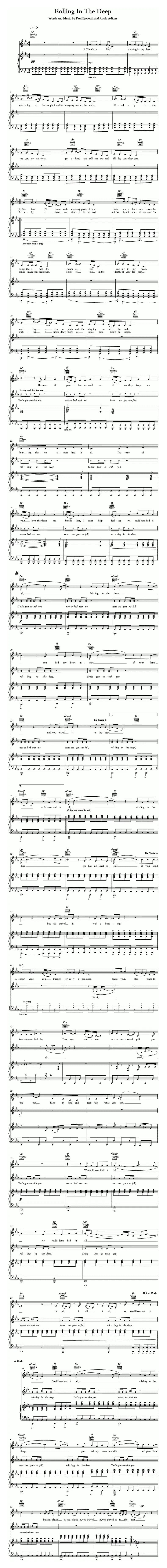 Rolling in the deep(正谱)