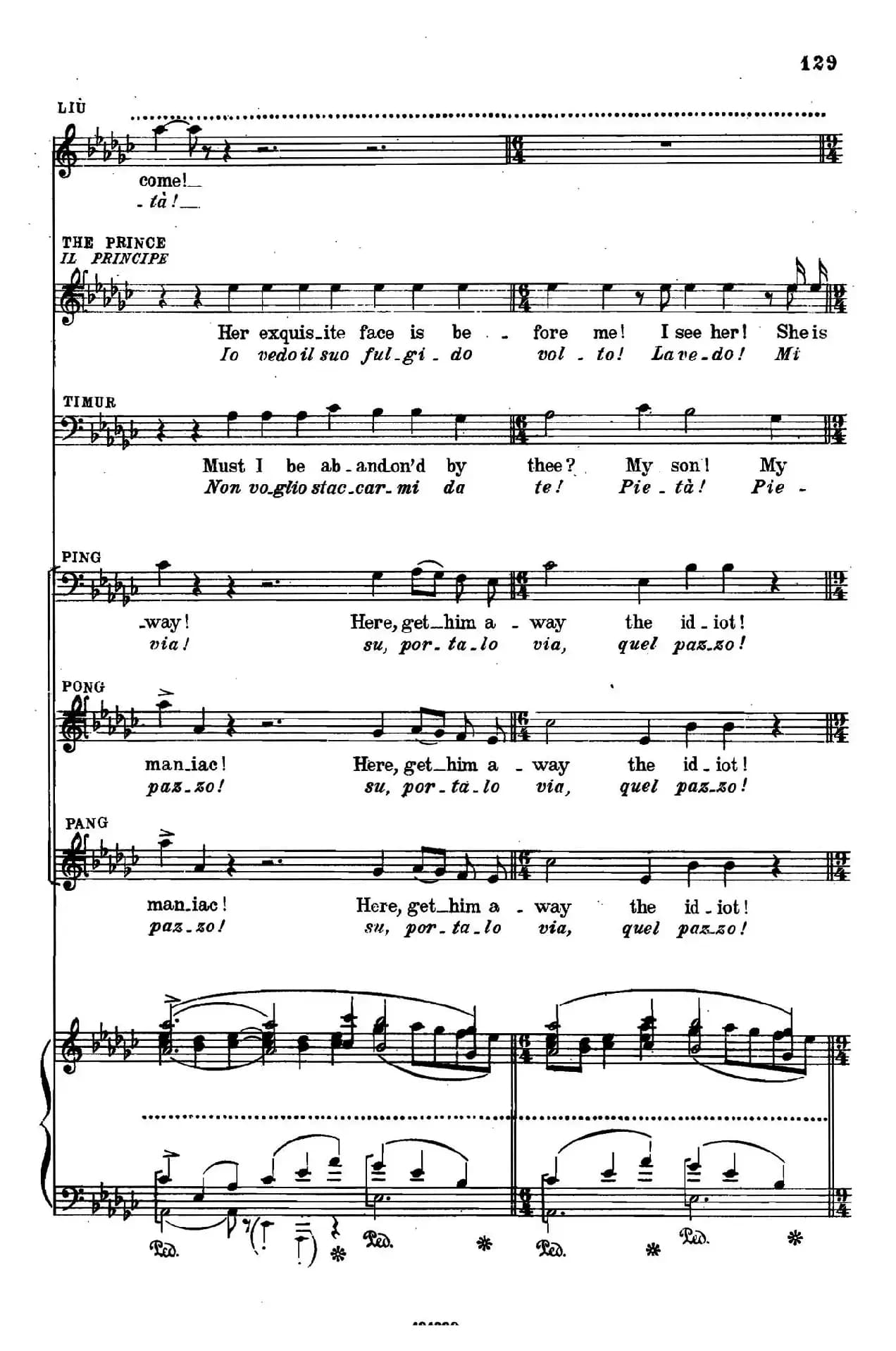 《图兰朵公主》三幕五场歌剧（英意双语）全谱（钢琴伴奏谱 P123——151）