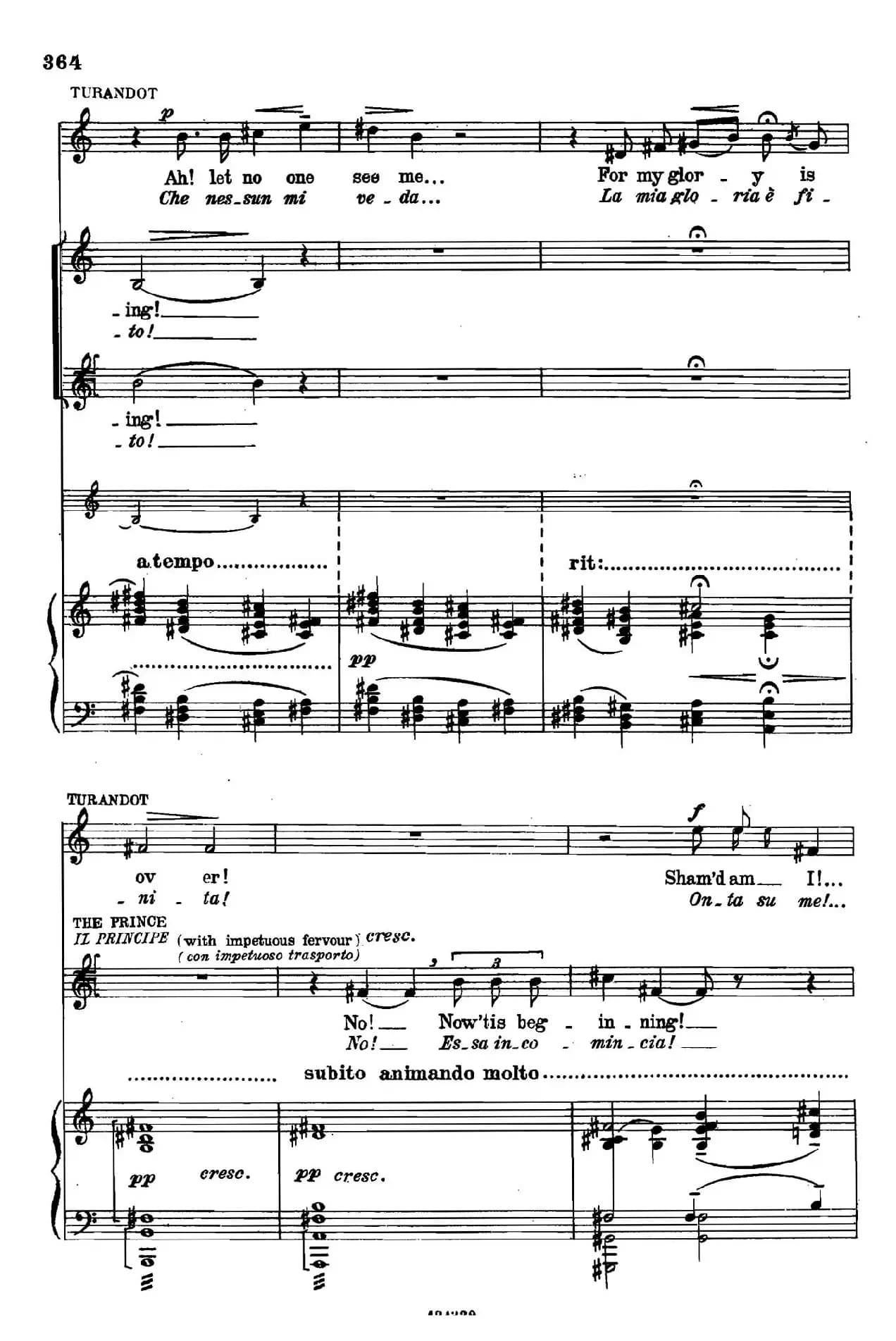 《图兰朵公主》三幕五场歌剧（英意双语）全谱（钢琴伴奏谱 P374——397）