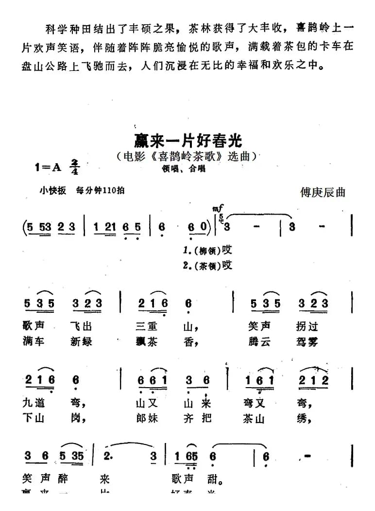 赢来一片好春光（电影《喜鹊岭茶歌》选曲）