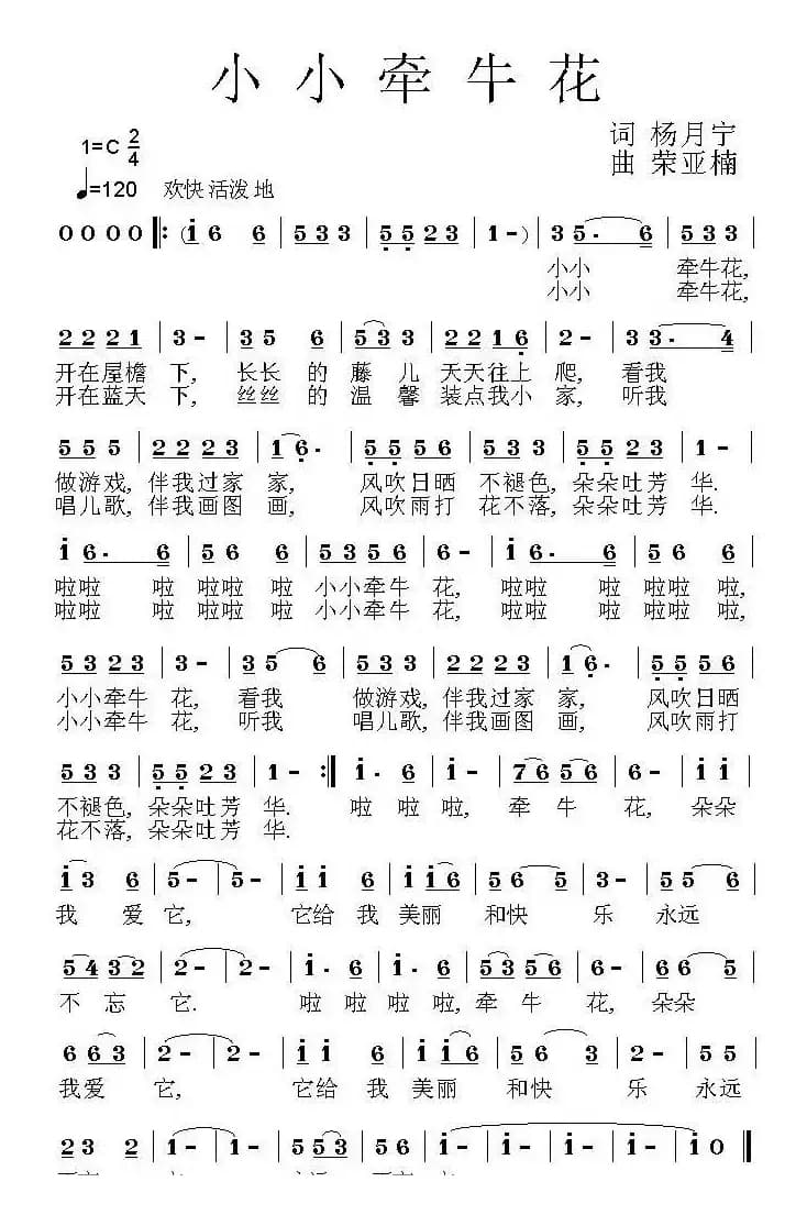 小小牵牛花（杨月宁词 荣亚楠曲）