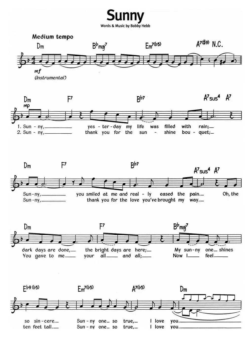 蓝调音乐：Sunny