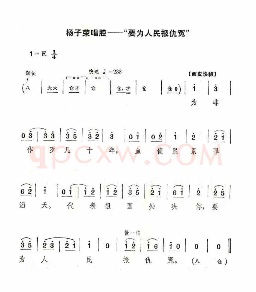 要为人民报仇怨（《智取威虎山》选段）