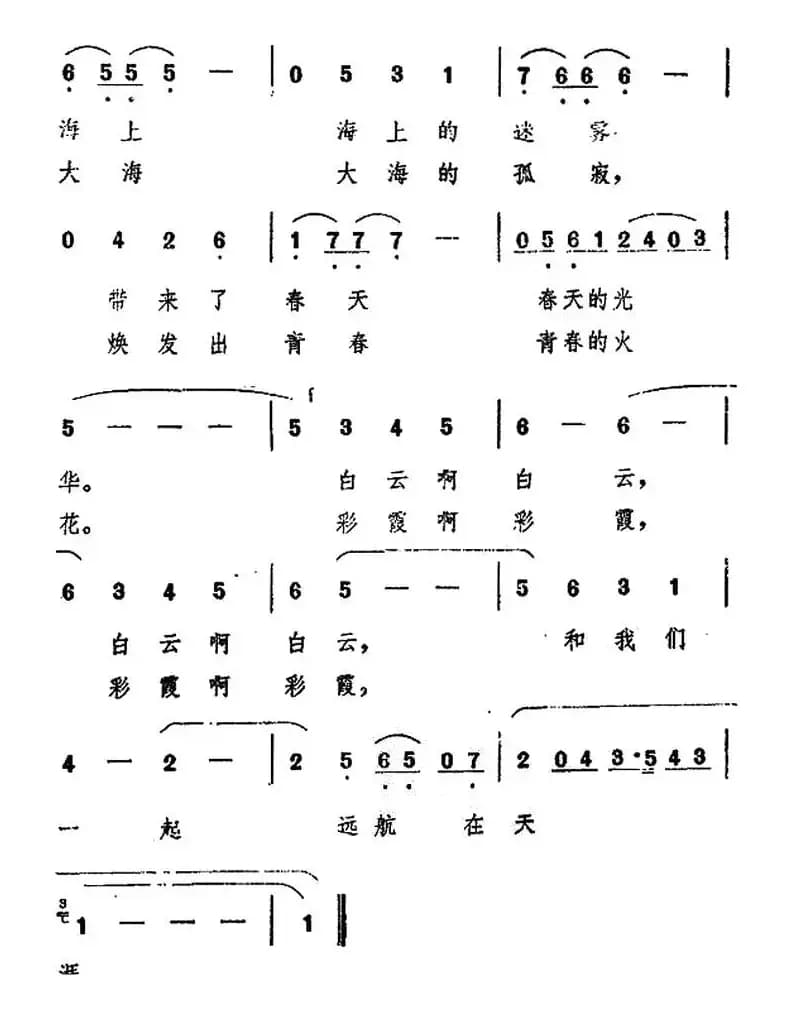 蓝天上的云(电视片《海韵》插曲)