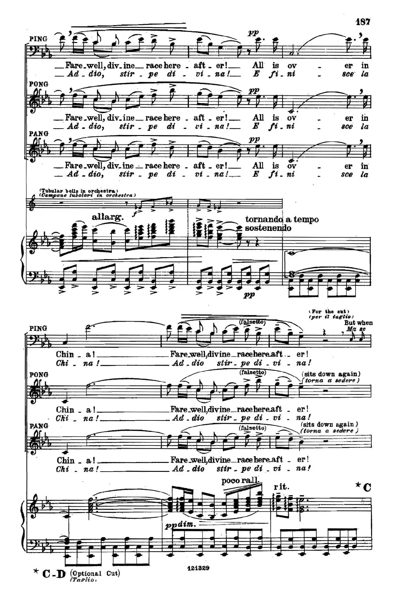 《图兰朵公主》三幕五场歌剧（英意双语）全谱（钢琴伴奏谱 P167——194）