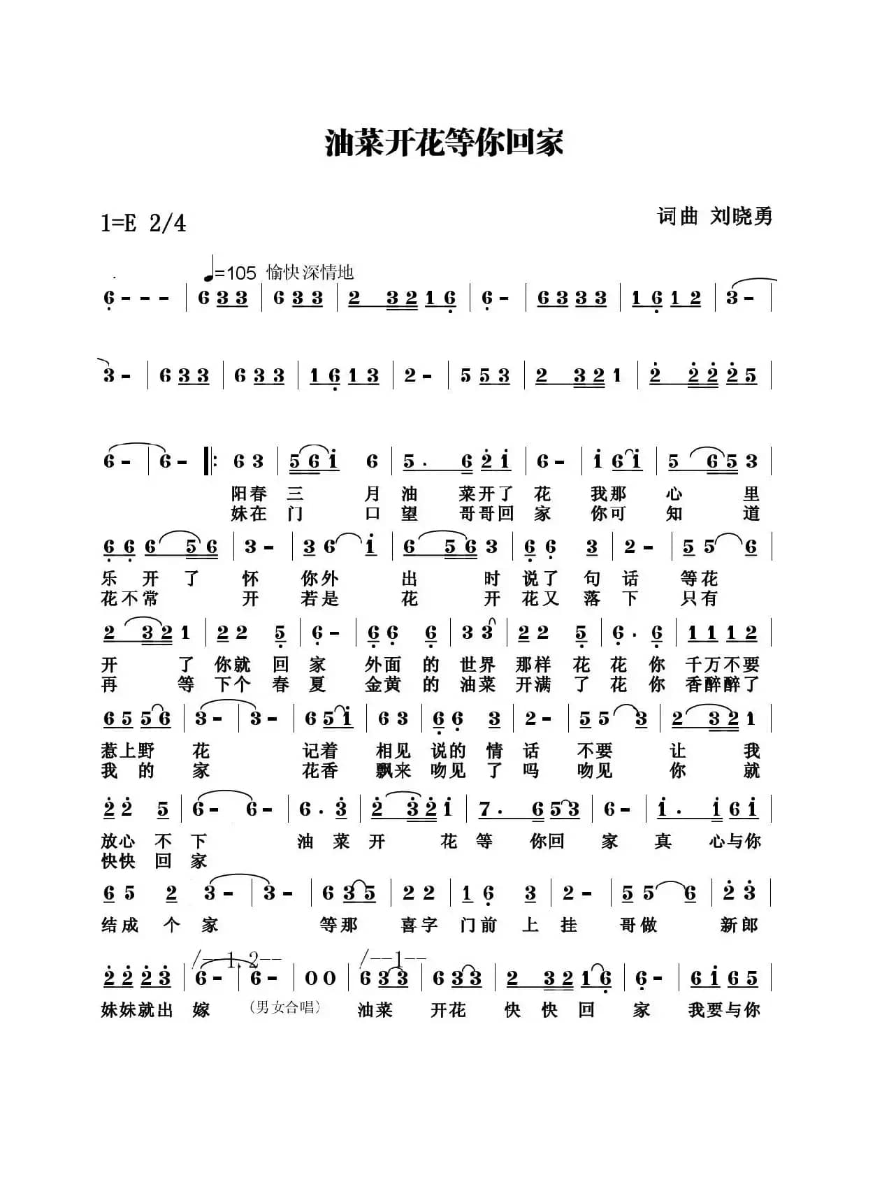 油菜花开等你回家