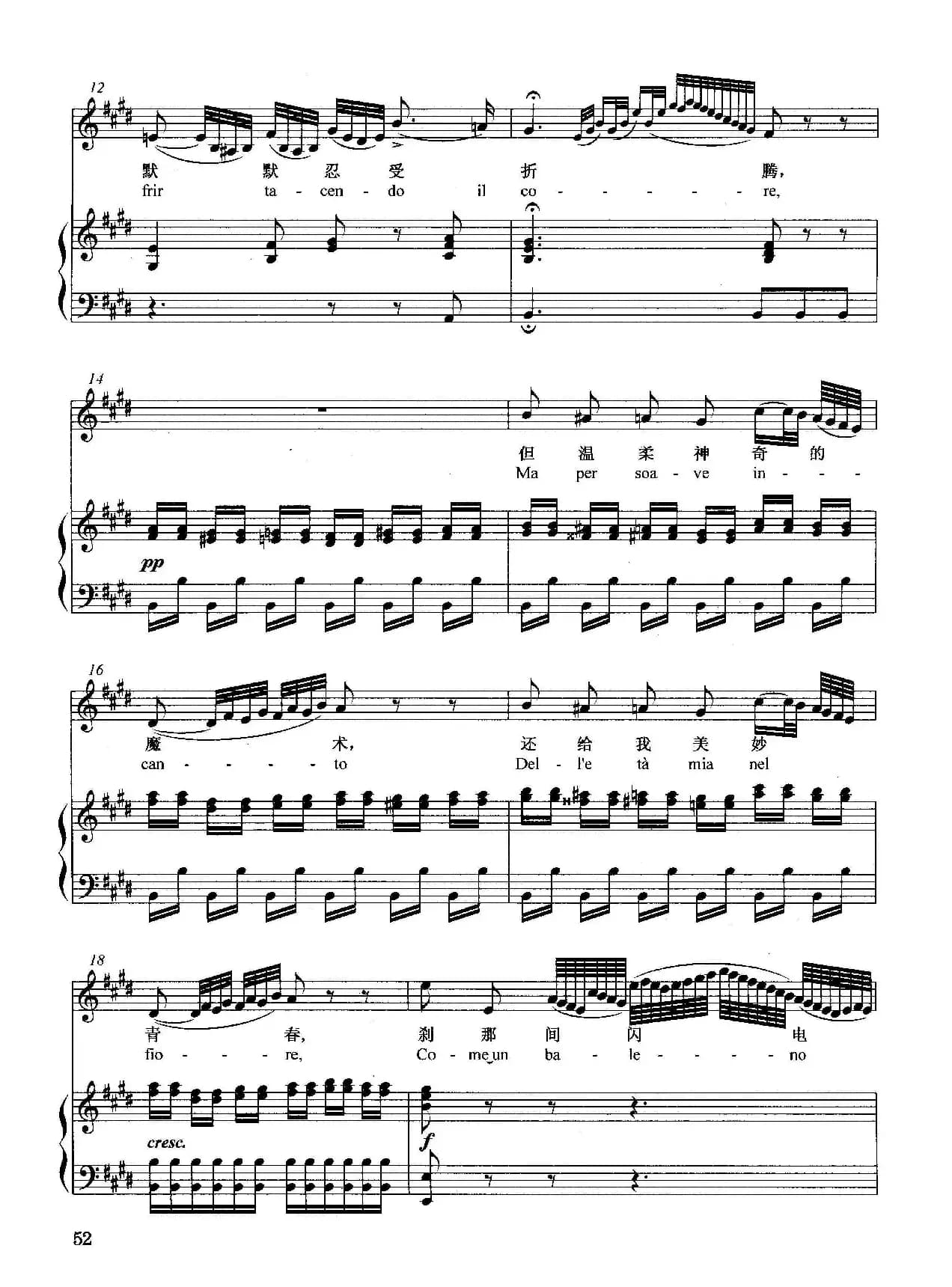 [意]不再独坐炉旁悲伤（正谱）（ 选自歌剧《灰姑娘》）