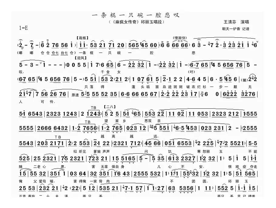 一条棍一只碗一腔悲叹（《麻风女传奇》邱丽玉唱段）