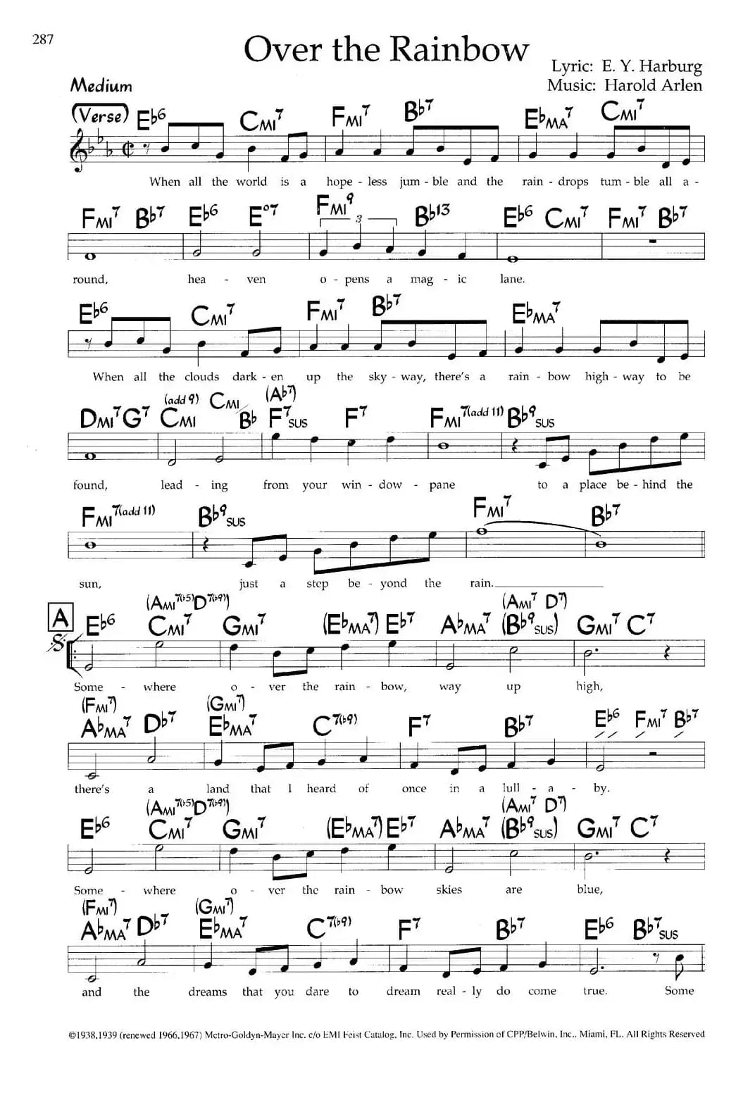 Over the Rainbow（带和弦五线谱）