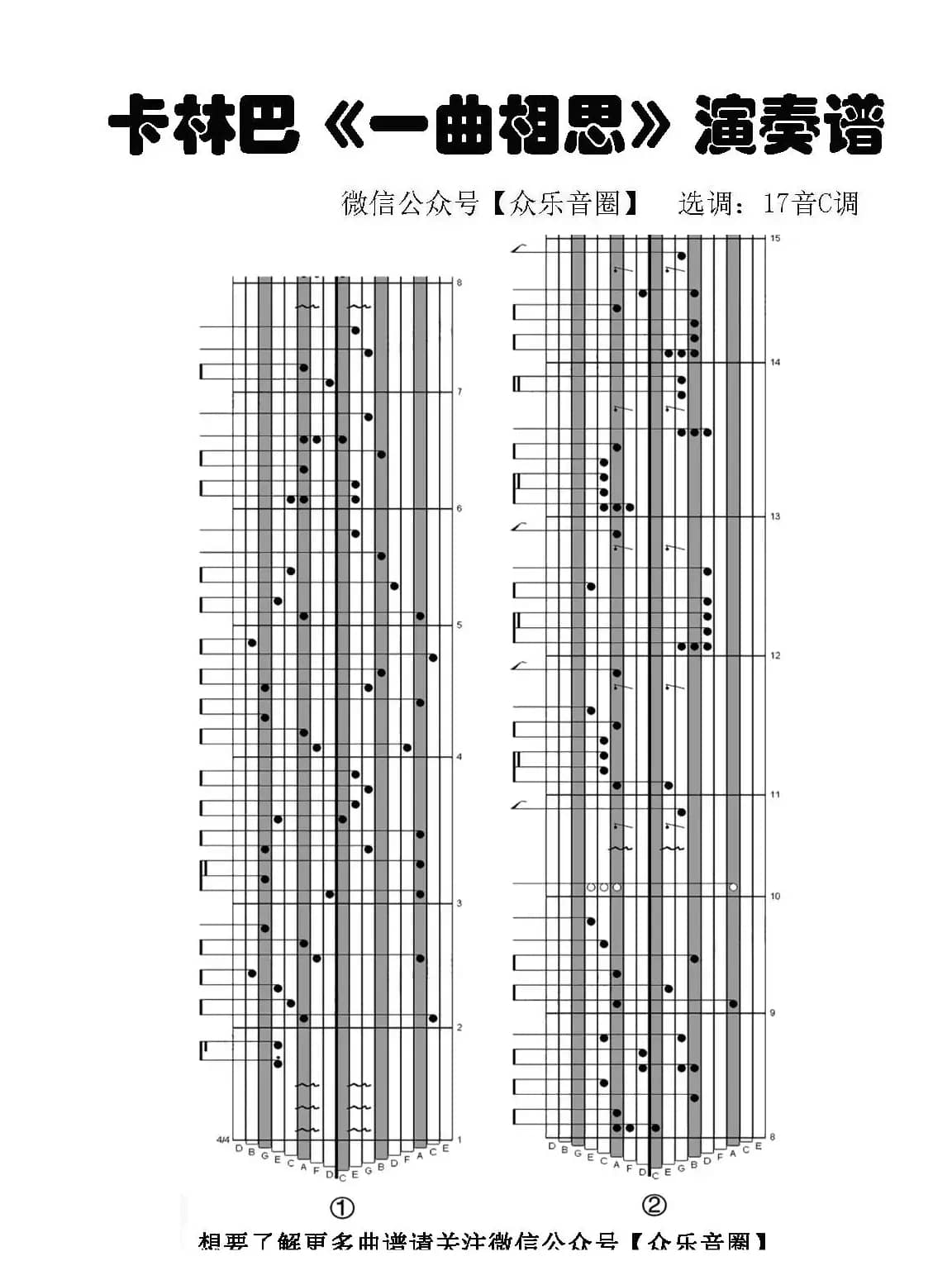 一曲相思（拇指琴卡林巴琴专用谱）