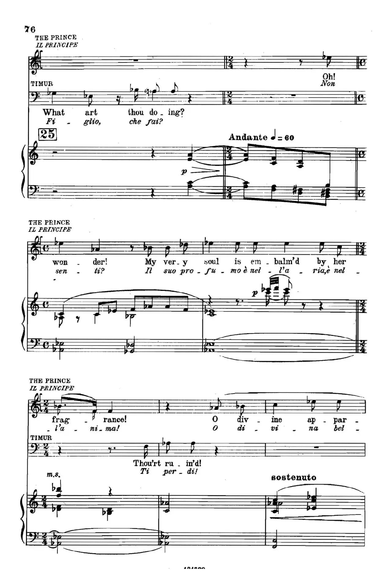 《图兰朵公主》三幕五场歌剧（英意双语）全谱（钢琴伴奏谱 P75——100）