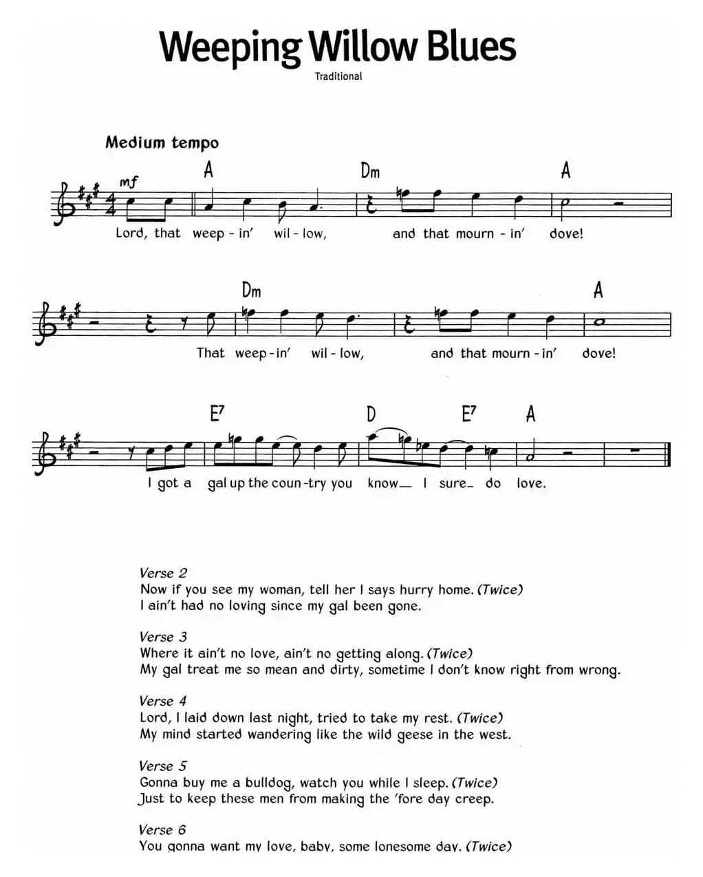 蓝调音乐：Weeping Willow Blues