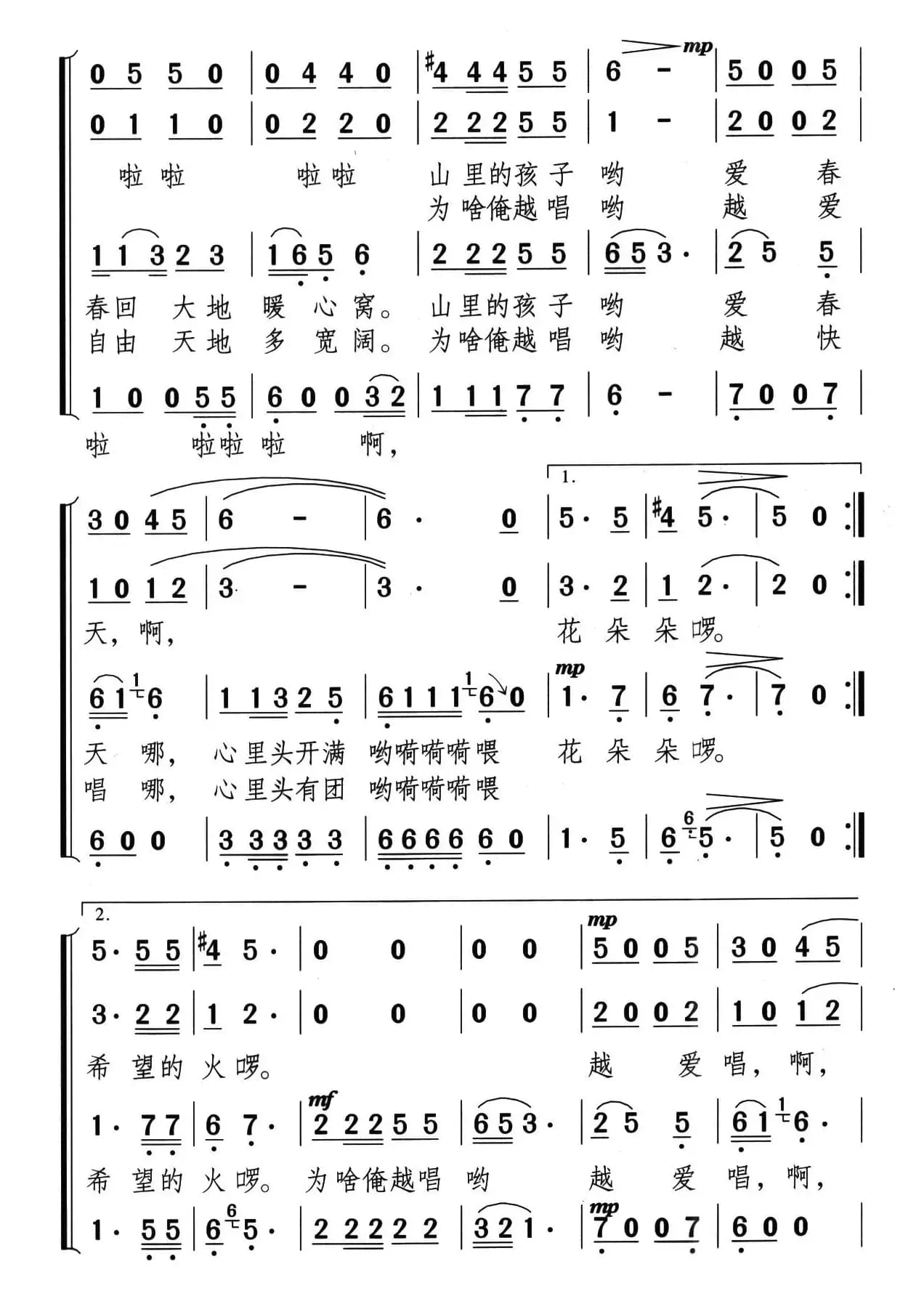 山里的孩子爱春天（童声合唱）