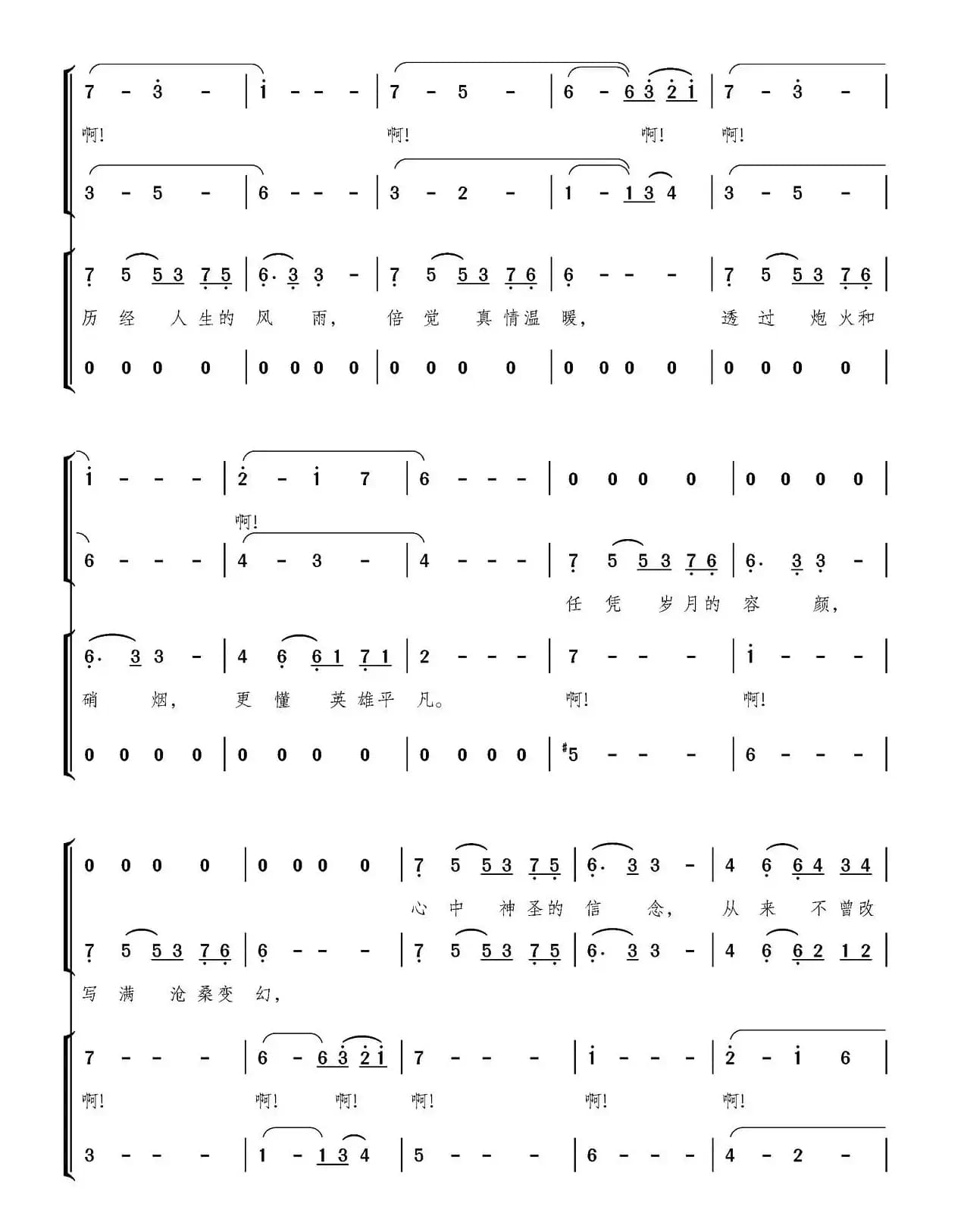 激情燃烧的岁月（同名电视剧主题曲、简谱版）