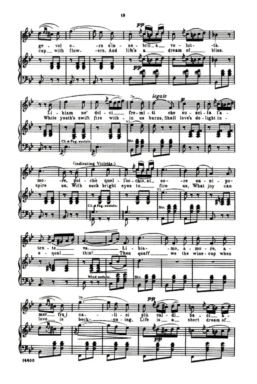 [意]饮酒歌（选自歌剧《茶花女》、意大利文原版谱 ）