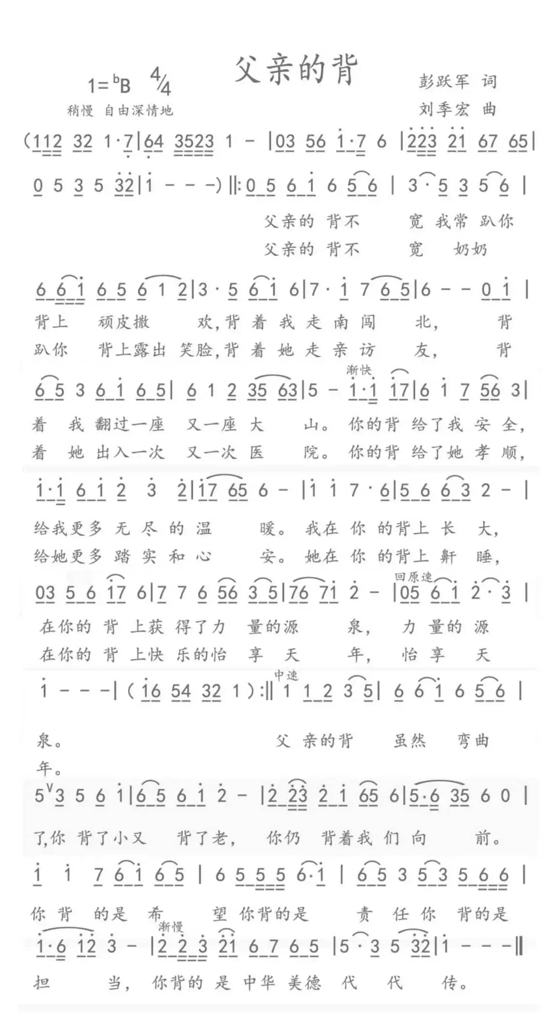 小草（父亲的背）