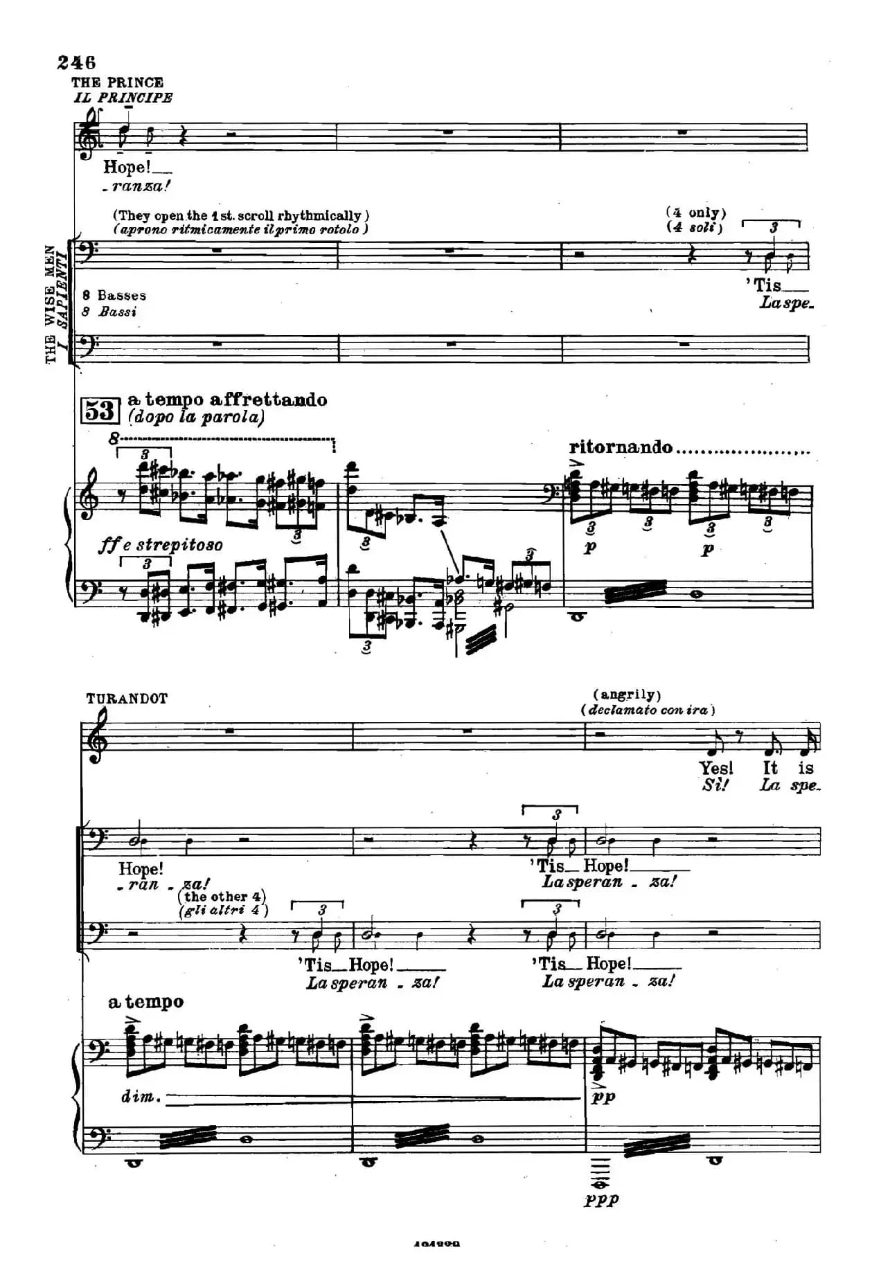 《图兰朵公主》三幕五场歌剧（英意双语）全谱（钢琴伴奏谱 P251——263）