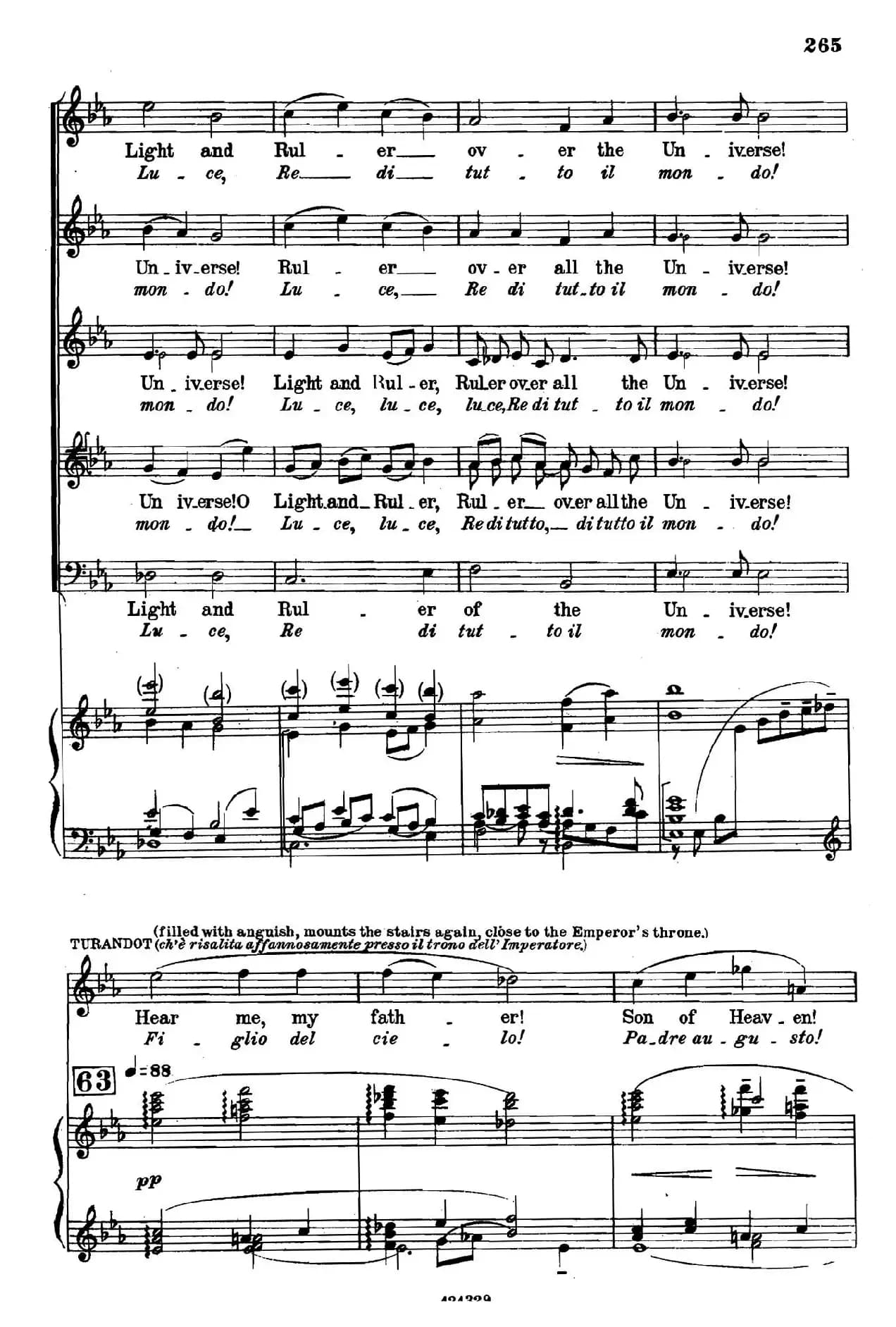 《图兰朵公主》三幕五场歌剧（英意双语）全谱（钢琴伴奏谱 P264——282）