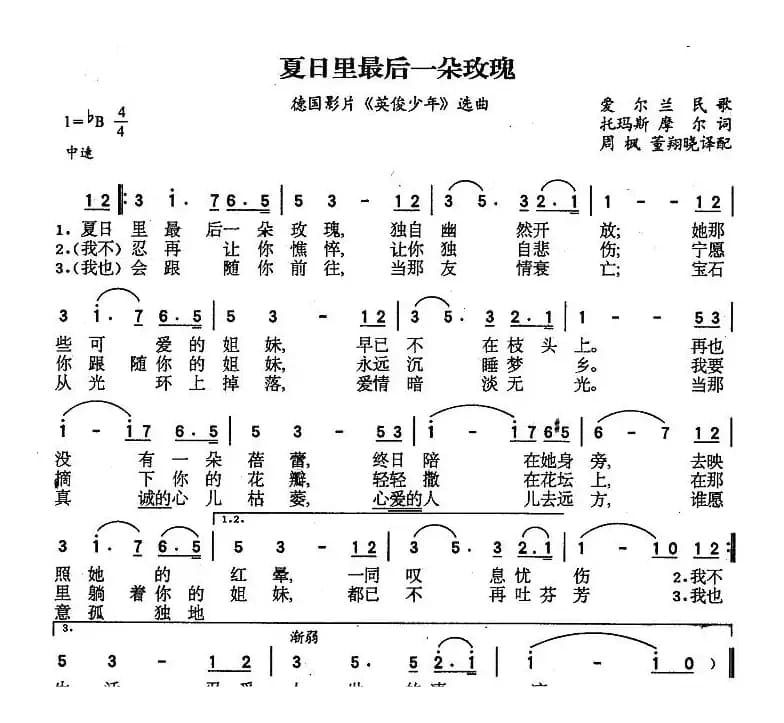 夏日里最后一朵玫瑰（爱尔兰）