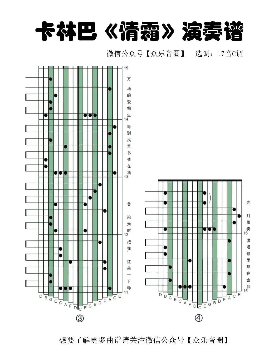 情霜（拇指琴卡林巴琴专用谱）