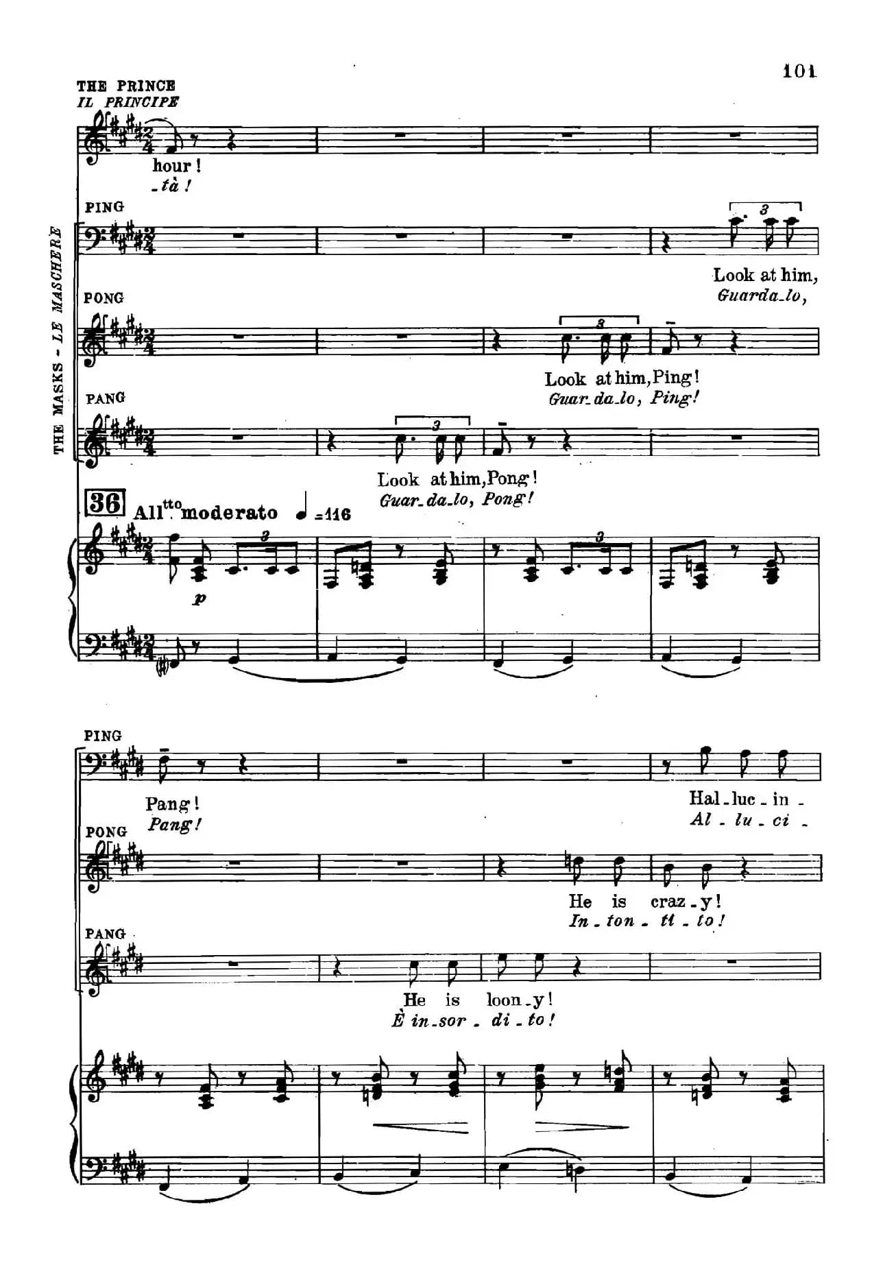 《图兰朵公主》三幕五场歌剧（英意双语）全谱（钢琴伴奏谱 P101——110）