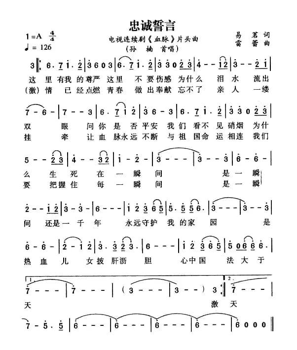 忠诚誓言（电视剧《血脉》片头曲）