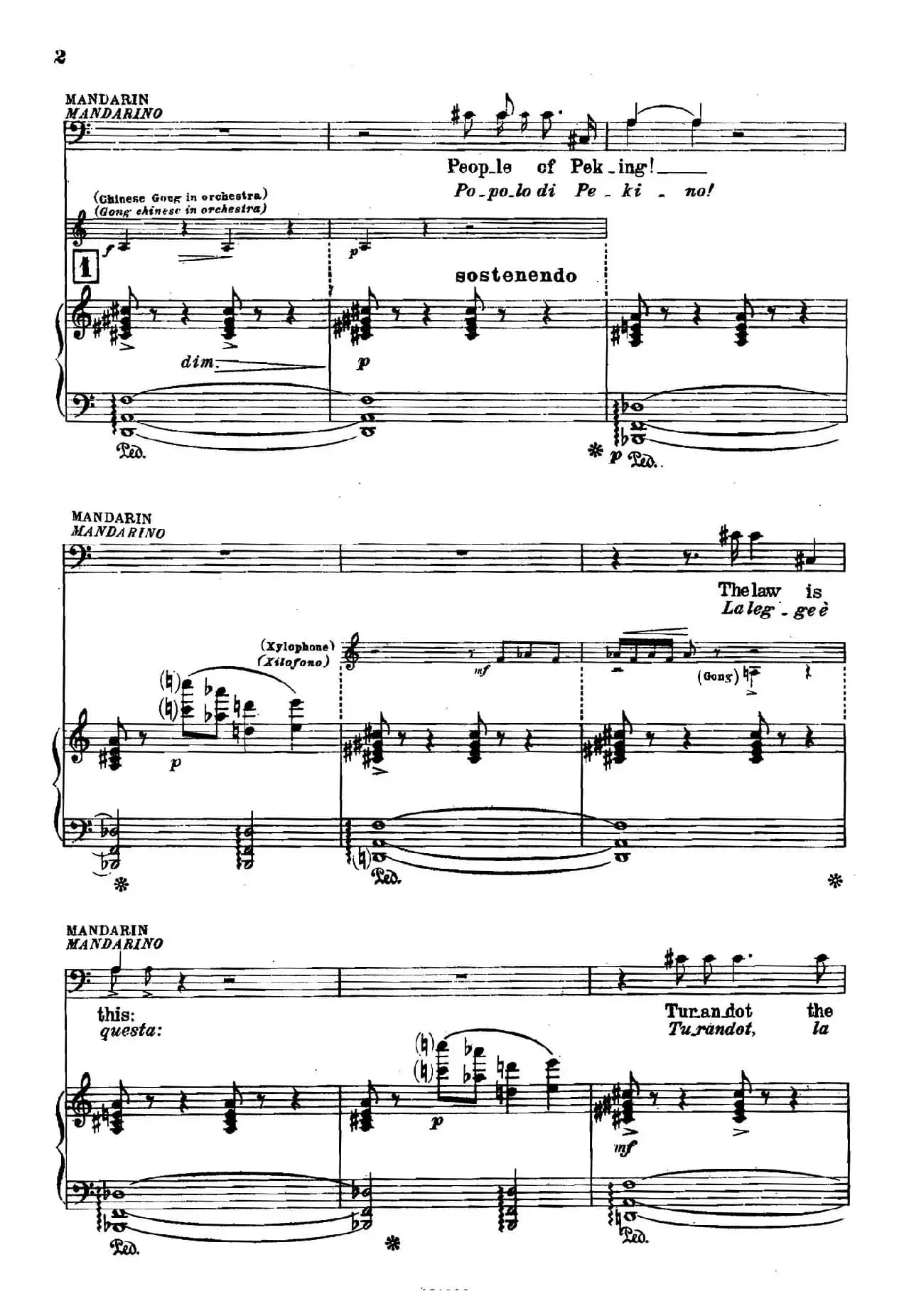 《图兰朵公主》三幕五场歌剧（英意双语）全谱（钢琴伴奏谱 P1——27）