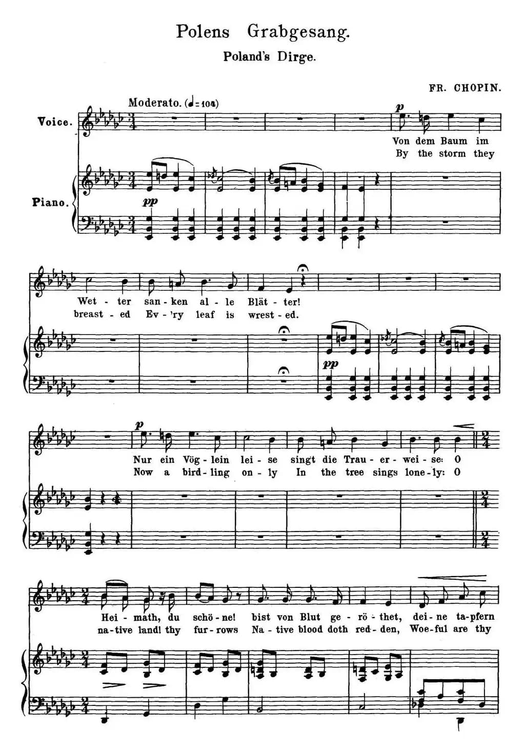 Chopin-17 Polish Songs Op.74,No.17(Polens Grabgesang. Poland's Dirge.)(钢琴伴奏谱)