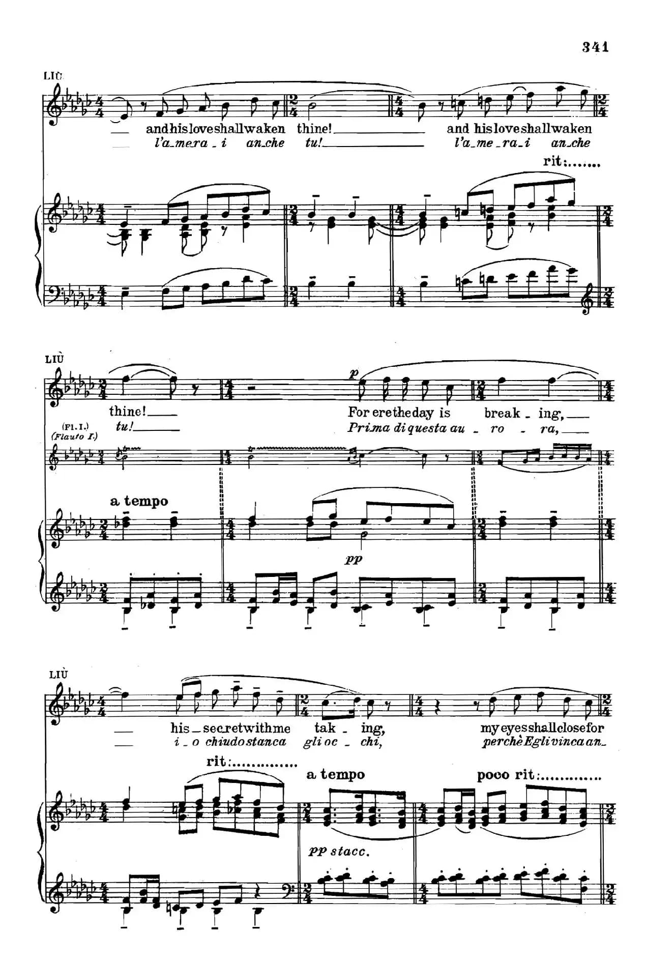 《图兰朵公主》三幕五场歌剧（英意双语）全谱（钢琴伴奏谱 P335——354）