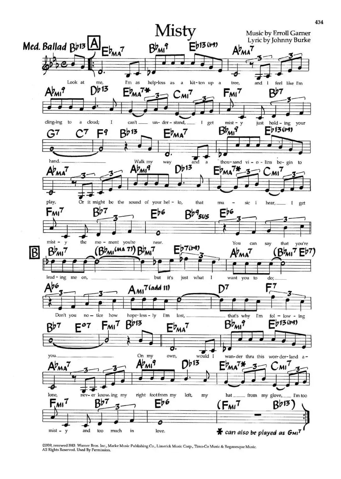 Misty(带和弦五线谱)