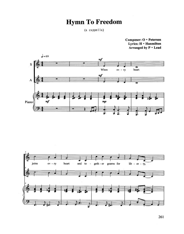 Hymn To Freedom（合唱 正谱）