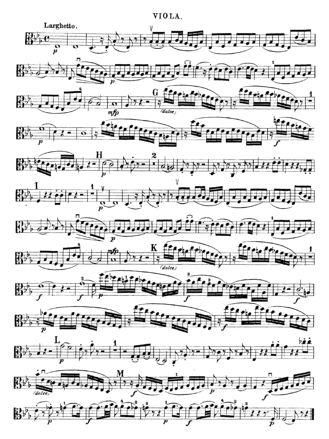 Mozart《Quartet No.22 in Bb Major，K.589》（Viola分谱）