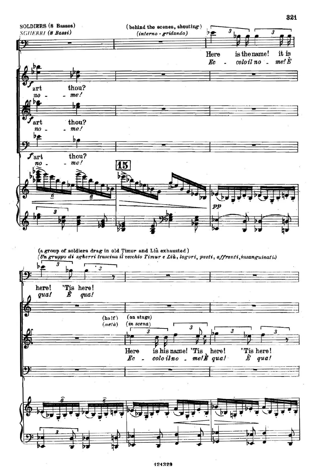 《图兰朵公主》三幕五场歌剧（英意双语）全谱（钢琴伴奏谱 P312——334）