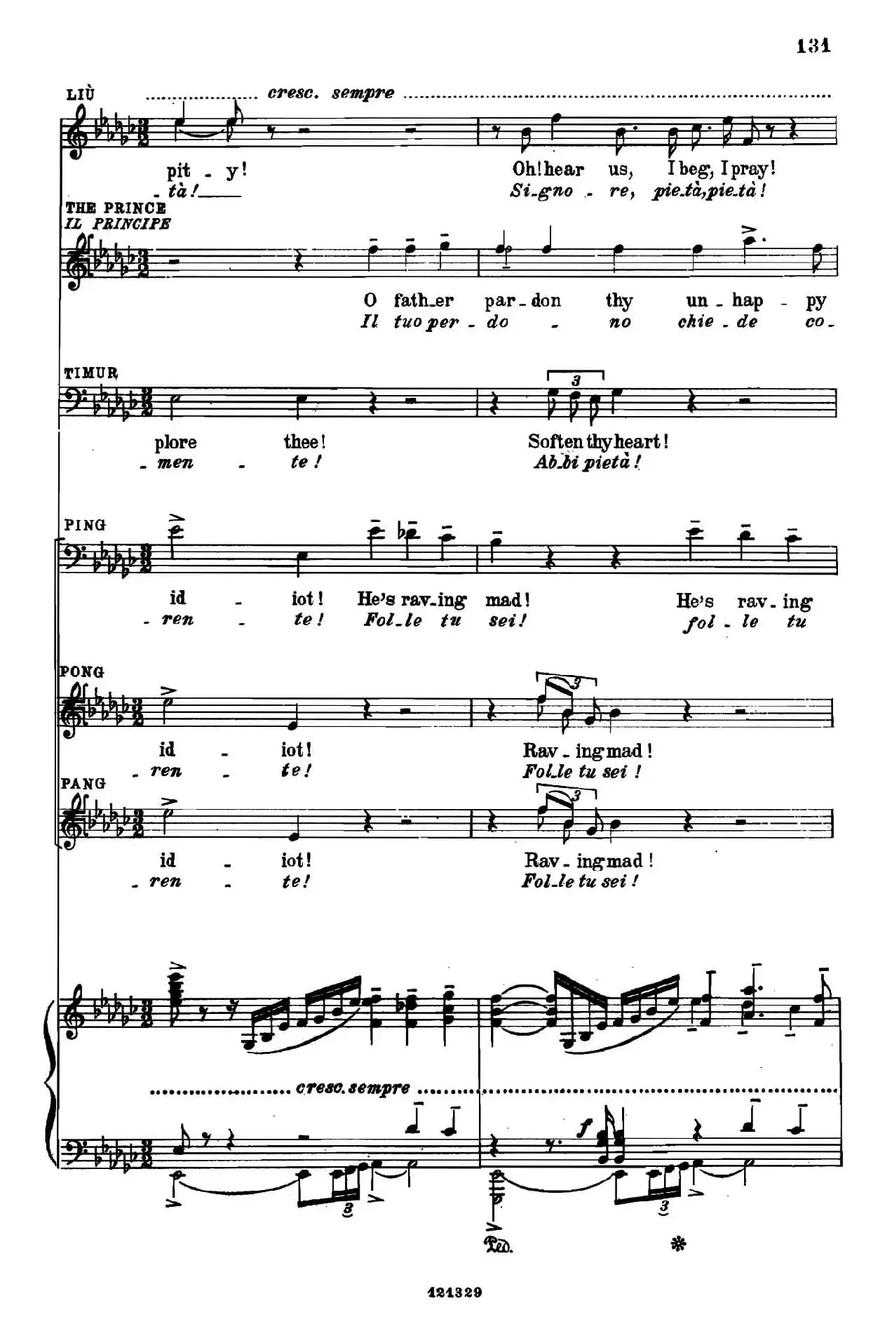 《图兰朵公主》三幕五场歌剧（英意双语）全谱（钢琴伴奏谱 P123——151）