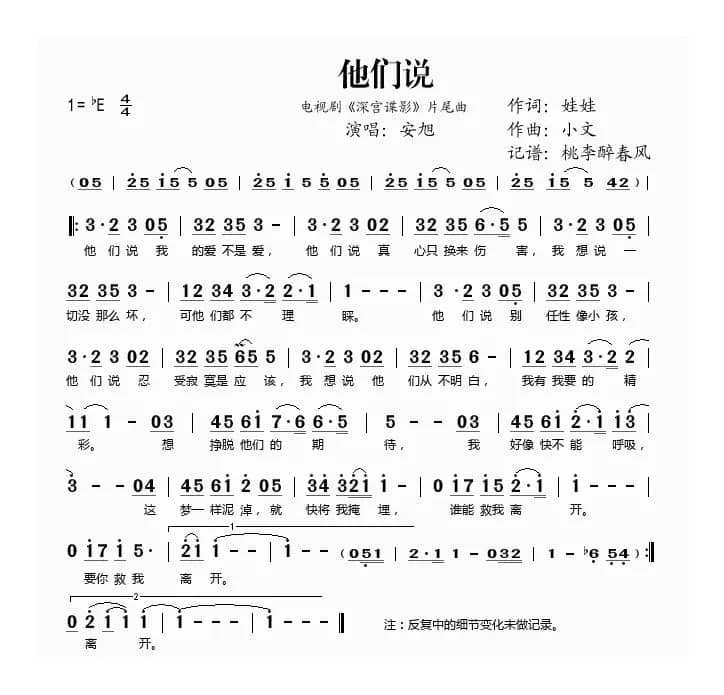 他们说（电视剧《深宫谍影》片尾曲）