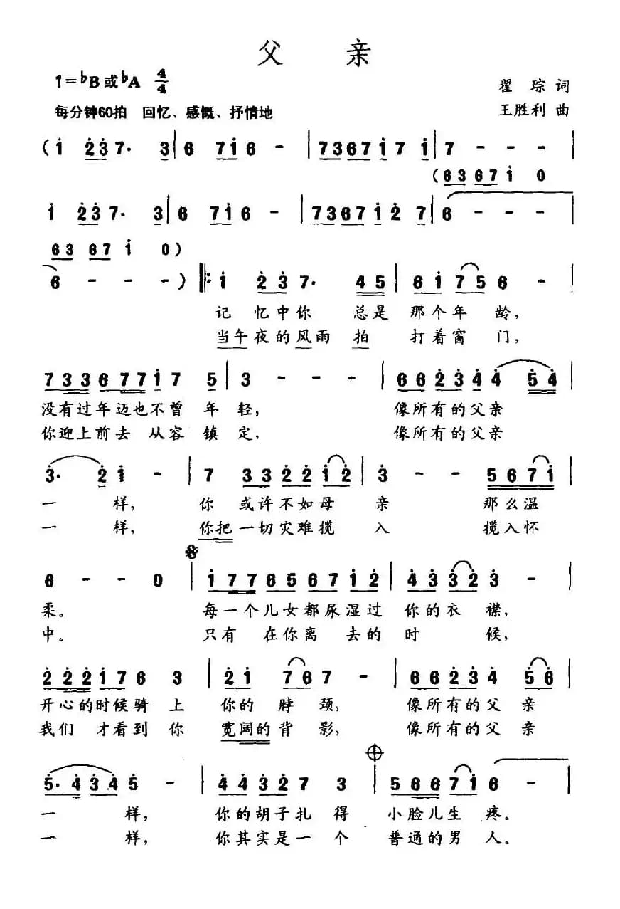 父亲（瞿琮词 王胜利曲）