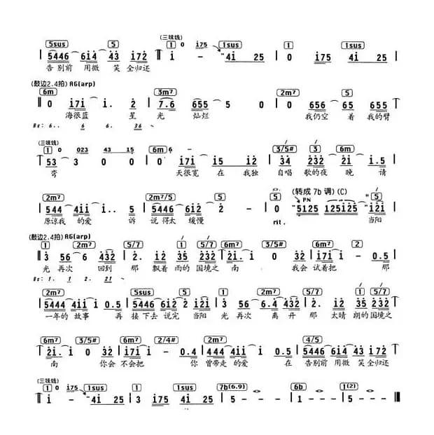 国境之南（编配乐谱）