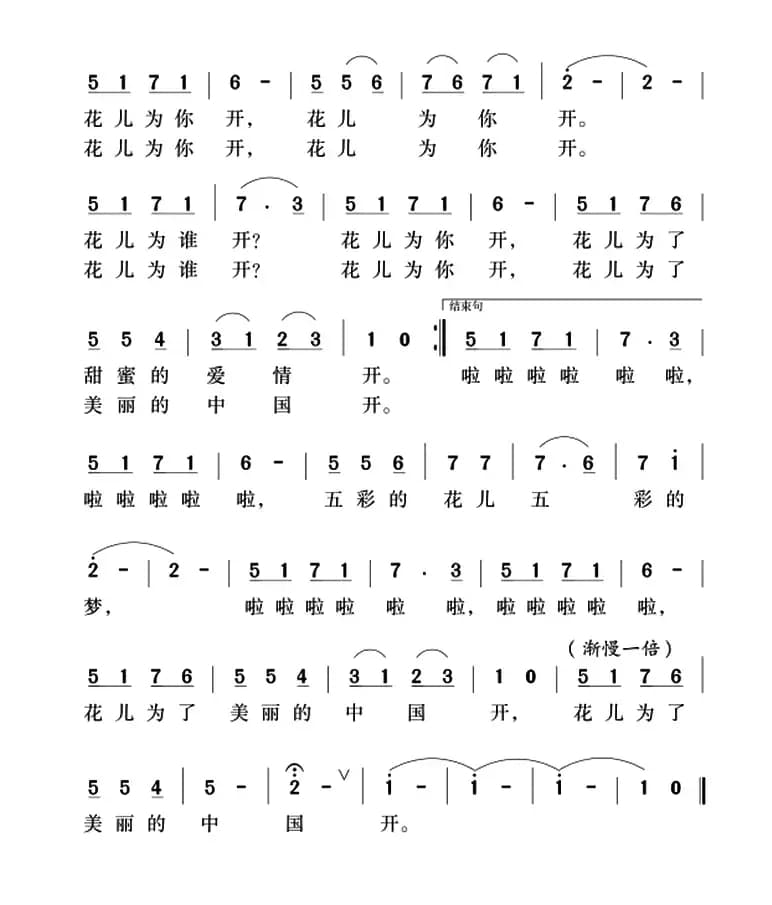 花儿朵朵开（杨成春词 殷景阳曲）