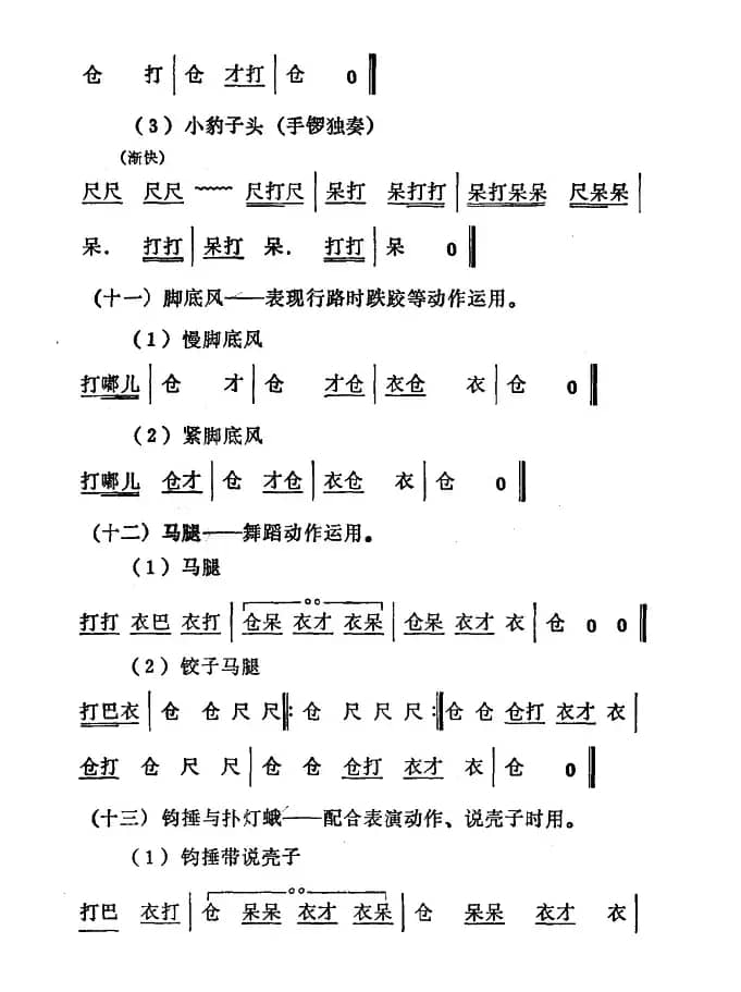 [秦腔]常用打击乐谱